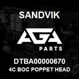 DTBA00000670 Sandvik 4C BOC POPPET HEAD | AGA Parts