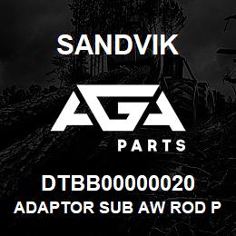 DTBB00000020 Sandvik ADAPTOR SUB AW ROD PIN - H PIN | AGA Parts