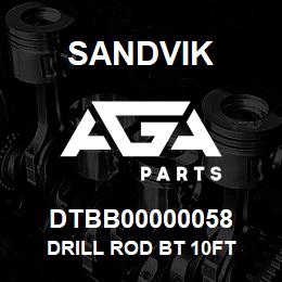 DTBB00000058 Sandvik DRILL ROD BT 10FT | AGA Parts