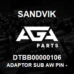 DTBB00000106 Sandvik ADAPTOR SUB AW PIN - N W/L PIN | AGA Parts