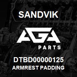 DTBD00000125 Sandvik ARMREST PADDING | AGA Parts