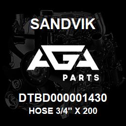 DTBD000001430 Sandvik HOSE 3/4" X 200 | AGA Parts