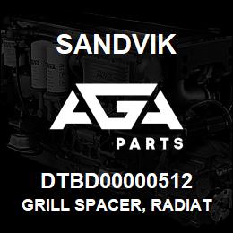 DTBD00000512 Sandvik GRILL SPACER, RADIATOR GRILL | AGA Parts