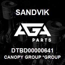 DTBD00000641 Sandvik CANOPY GROUP *GROUP REFERENCE | AGA Parts