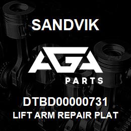 DTBD00000731 Sandvik LIFT ARM REPAIR PLATE DRIVERS SIDE | AGA Parts