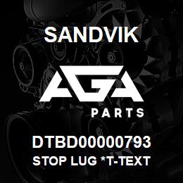 DTBD00000793 Sandvik STOP LUG *T-TEXT | AGA Parts