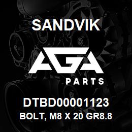 DTBD00001123 Sandvik BOLT, M8 X 20 GR8.8 | AGA Parts