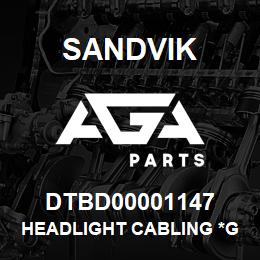 DTBD00001147 Sandvik HEADLIGHT CABLING *GROUP REF | AGA Parts