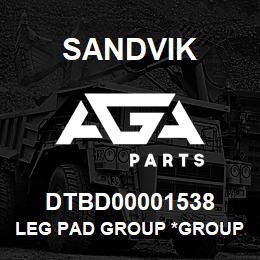 DTBD00001538 Sandvik LEG PAD GROUP *GROUP REFERENCE | AGA Parts