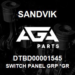 DTBD00001545 Sandvik SWITCH PANEL GRP *GROUP REFERENCE | AGA Parts