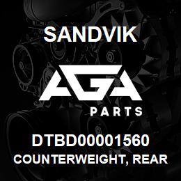 DTBD00001560 Sandvik COUNTERWEIGHT, REAR ODS TS495 | AGA Parts