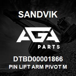 DTBD00001866 Sandvik PIN LIFT ARM PIVOT M LIFT ARM GROUP | AGA Parts