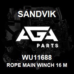 WU11688 Sandvik ROPE MAIN WINCH 16 MM. | AGA Parts