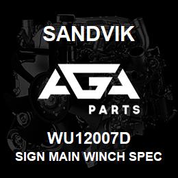 WU12007D Sandvik SIGN MAIN WINCH SPECS TYPE 5500 (650) | AGA Parts