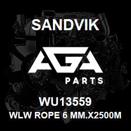 WU13559 Sandvik WLW ROPE 6 MM.X2500M (18X7) WIREROPE | AGA Parts