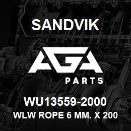 WU13559-2000 Sandvik WLW ROPE 6 MM. X 2000M (18X7) STEELWIRE | AGA Parts