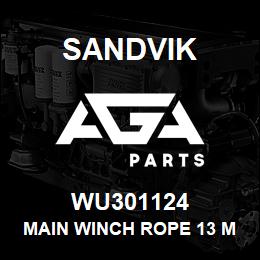 WU301124 Sandvik MAIN WINCH ROPE 13 MM.-162KN | AGA Parts