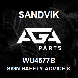 WU4577B Sandvik SIGN SAFETY ADVICE & WARNINGS | AGA Parts