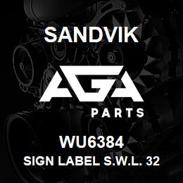 WU6384 Sandvik SIGN LABEL S.W.L. 320 KG.. REV. | AGA Parts