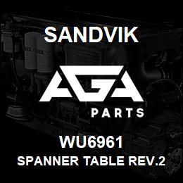 WU6961 Sandvik SPANNER TABLE REV.2 | AGA Parts