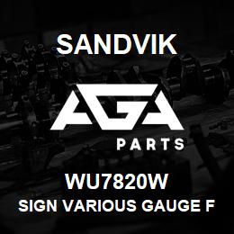 WU7820W Sandvik SIGN VARIOUS GAUGE FUNCTIONS | AGA Parts