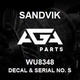 WU8348 Sandvik DECAL & SERIAL NO. SUB ASSY | AGA Parts