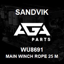 WU8691 Sandvik MAIN WINCH ROPE 25 MM. - 568KN | AGA Parts