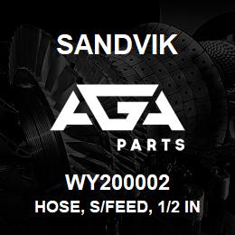 WY200002 Sandvik HOSE, S/FEED, 1/2 IN. HOSE X 3/4 IN. JIC | AGA Parts