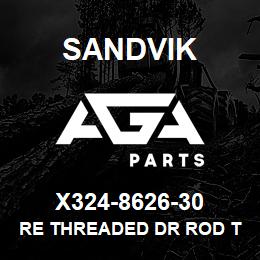 X324-8626-30 Sandvik RE THREADED DR ROD T38 R32 2.6M OP | AGA Parts