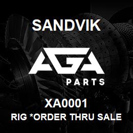 XA0001 Sandvik RIG *ORDER THRU SALES TOOLS | AGA Parts