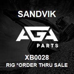 XB0028 Sandvik RIG *ORDER THRU SALES TOOLS | AGA Parts