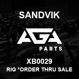 XB0029 Sandvik RIG *ORDER THRU SALES TOOLS | AGA Parts