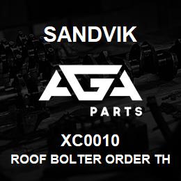 XC0010 Sandvik ROOF BOLTER ORDER THRU SALES TOOLS | AGA Parts