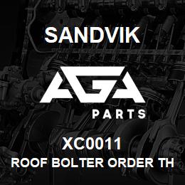 XC0011 Sandvik ROOF BOLTER ORDER THRU SALES TOOLS | AGA Parts