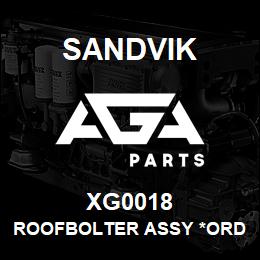 XG0018 Sandvik ROOFBOLTER ASSY *ORDER W/SALES TOONA | AGA Parts