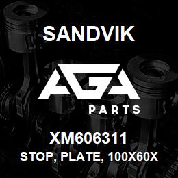 XM606311 Sandvik STOP, PLATE, 100X60X60 MM. M/S, SS060 | AGA Parts