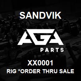 XX0001 Sandvik RIG *ORDER THRU SALES TOOLS | AGA Parts