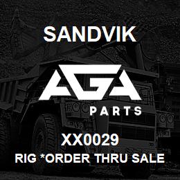 XX0029 Sandvik RIG *ORDER THRU SALES TOOLS | AGA Parts