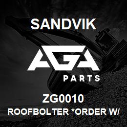 ZG0010 Sandvik ROOFBOLTER *ORDER W/SALES TOOLS OP | AGA Parts