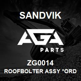 ZG0014 Sandvik ROOFBOLTER ASSY *ORDER W/SALES TOONA | AGA Parts