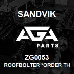 ZG0053 Sandvik ROOFBOLTER *ORDER THRU SALES TOOLS | AGA Parts