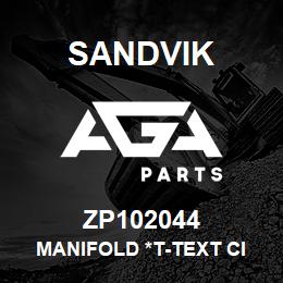 ZP102044 Sandvik MANIFOLD *T-TEXT CI | AGA Parts