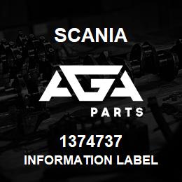 1374737 Scania INFORMATION LABEL | AGA Parts