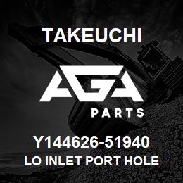 Y144626-51940 Takeuchi LO INLET PORT HOLE | AGA Parts