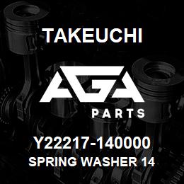 Y22217-140000 Takeuchi SPRING WASHER 14 | AGA Parts