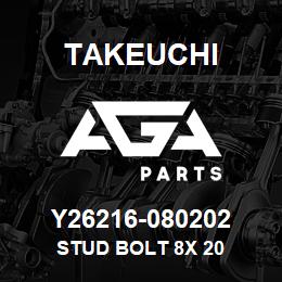 Y26216-080202 Takeuchi STUD BOLT 8X 20 | AGA Parts