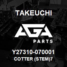Y27310-070001 Takeuchi COTTER (STEM)7 | AGA Parts