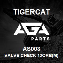 AS003 Tigercat VALVE,CHECK 12ORB(M)-12JIC(M) | AGA Parts