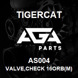 AS004 Tigercat VALVE,CHECK 16ORB(M)-16JIC(M) | AGA Parts