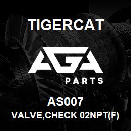 AS007 Tigercat VALVE,CHECK 02NPT(F) BRASS | AGA Parts